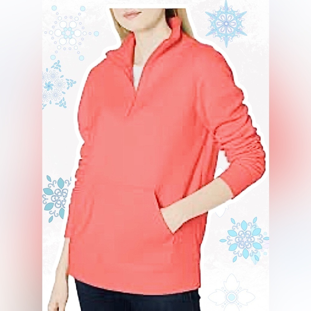 🧡🆕🧡 Amazon Essentials Women's Long Sleeve Fleece Quarter Zip Pullover Coral- XXL